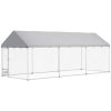PawHut Outdoor Dog Kennel w/ Adjustable & Rotatable Bowl Rack, Waterproof UV-Resistant Cover, Secure Lock, 19.7' x 7.5' x 7.5'