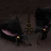 Black Animal Faux Fur Cat Ears Headband with Bell Bowknot Cute Fox Dog Ears Headband Halloween Cosplay Costume Party Headbands