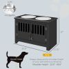 PawHut Dog Food Storage Cabinet with Bowls & Dog Feeding Station, Black