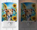 NEW Greyhound in Sunflowers Ceramic Night Light Compact, UL-Certified, Ideal for Bedroom, Bathroom, Nursery, Hallway, Kitchen, 6x4x3, Multicolor