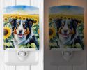 NEW Border Collie in Sunflowers Ceramic Night Light Compact, UL-Certified, Ideal for Bedroom, Bathroom, Nursery, Hallway, Kitchen, 6x4x3, Multicolor