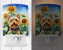 NEW Silky Terrier in Sunflowers Ceramic Night Light Compact, UL-Certified, Ideal for Bedroom, Bathroom, Nursery, Hallway, Kitchen, 6x4x3, Multicolor