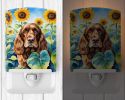 NEW English Cocker Spaniel in Sunflowers Ceramic Night Light Compact, UL-Certified, Ideal for Bedroom, Bathroom, Nursery, Hallway, Kitchen, 6x4x3