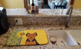 Summer Sunflowers Black and Tan Puppy Cut Yorkshire Terrier Dish Drying Mat Absorbent Dish Drying Mat Pad for Kitchen Counter Dish Drainer Mat for Cou