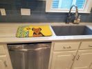 Summer Sunflowers Black and Tan Puppy Cut Yorkshire Terrier Dish Drying Mat Absorbent Dish Drying Mat Pad for Kitchen Counter Dish Drainer Mat for Cou