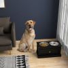 PawHut Elevated Dog Bowls with Storage Drawer, Raised Dog Bowl Stand Pet Food Bowl Dog Feeding Station, Black