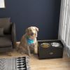 PawHut Pet Feeding Station Pet Dish Bowl Set with Storage, 2 Elevated Dog Bowls for Large Sized Dogs, Black