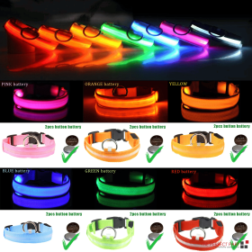 LED Adjustable Dog Collar Blinking Flashing Light Up Glow Pets Safety Waterproof (Color: Blue, size: L)