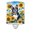 NEW French Bulldog in Sunflowers Ceramic Night Light Compact, UL-Certified, Ideal for Bedroom, Bathroom, Nursery, Hallway, Kitchen, 6x4x3, Multicolor
