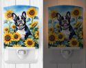 NEW French Bulldog in Sunflowers Ceramic Night Light Compact, UL-Certified, Ideal for Bedroom, Bathroom, Nursery, Hallway, Kitchen, 6x4x3, Multicolor